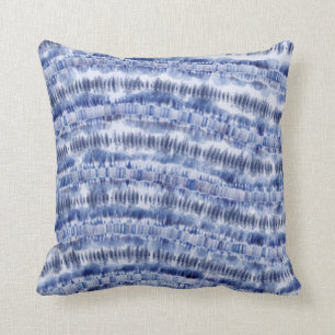 Cojín decorativo de tinte azul de la ola azul de