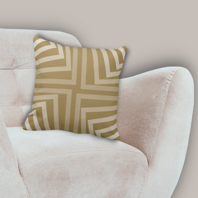Cojín decorativo de tonos marrones en el patrón de (Elegant Nested Angular Corner Repeat Pattern Throw Pillow)