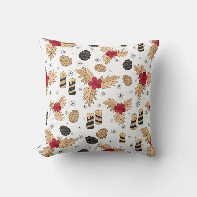 Cojín decorativo de tonos otoñales con pimientos y (Anverso)