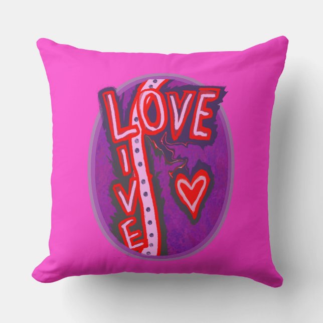 Cojín decorativo de topografía de Laugh, Live Love (Anverso)