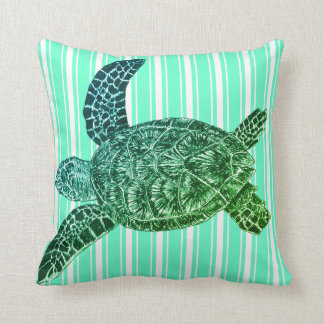 Cojín decorativo de tortuga marina verde azulada a