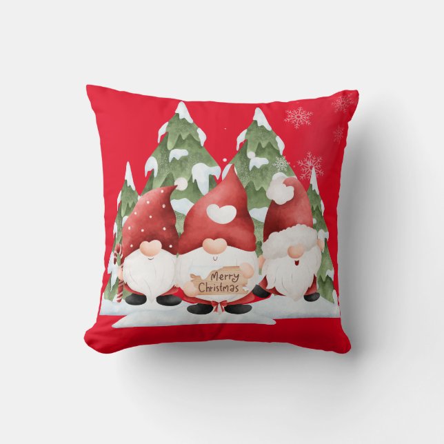 Cojín decorativo de tres Navidades Gnome (Anverso)