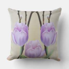 Cojín decorativo de tulipanes de primavera pastel 