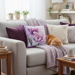 Cojín decorativo de tulipanes en acuarela