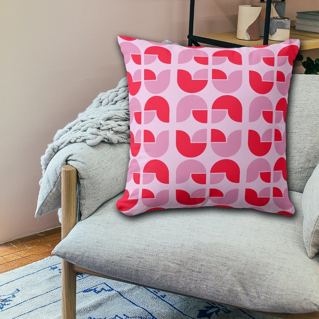 Cojín decorativo de tulipanes geométricos rosado d (Subido por el creador)