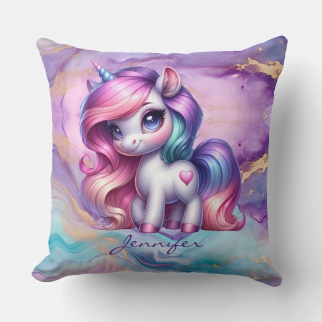 Cojín decorativo de unicornio (Anverso)