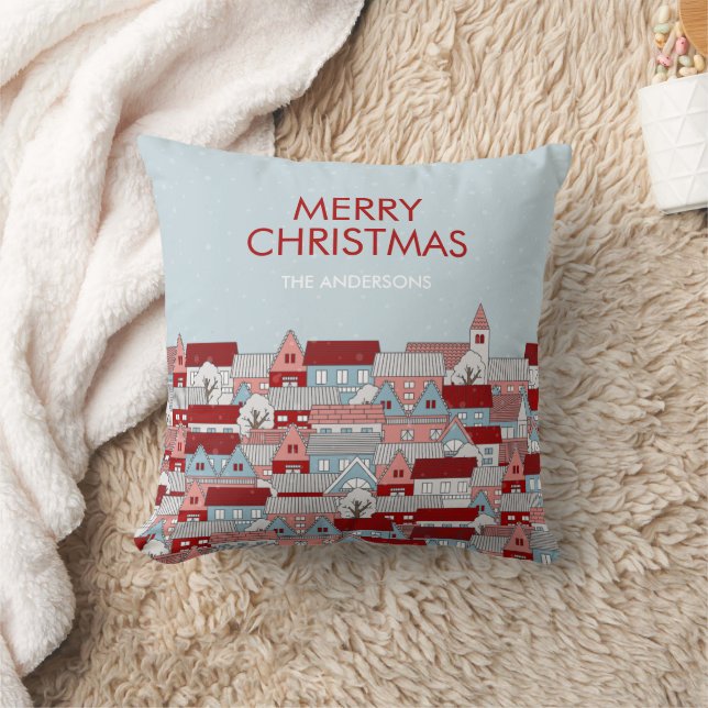 Cojín decorativo de vacaciones de aldea navidad (Manta)