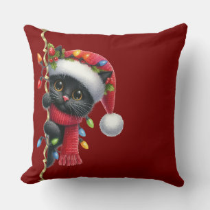 Cojín decorativo de vacaciones de gato negro para 