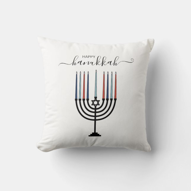 Cojín decorativo de vacaciones de Hanukkah Menorah (Anverso)