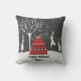 Cojín decorativo de vacaciones de invierno Bunny H