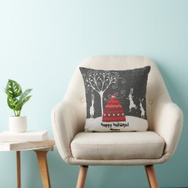 Cojín decorativo de vacaciones de invierno Bunny H