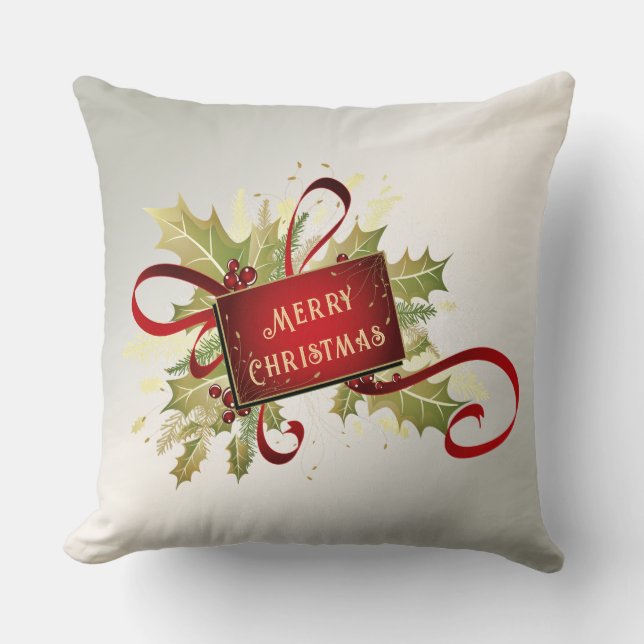 Cojín decorativo de vacaciones de Navidades rojos  (Anverso)