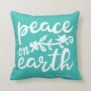 Cojín decorativo de vacaciones de paz en la Tierr