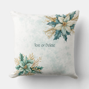 Cojín decorativo de vacaciones florales Verde azul