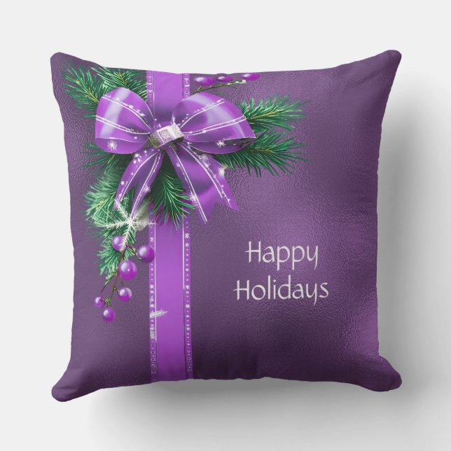 Cojín decorativo de vacaciones Purple Bow (Reverso )