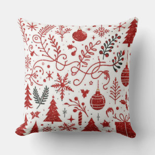 Cojín decorativo de vacaciones rojas en blanco