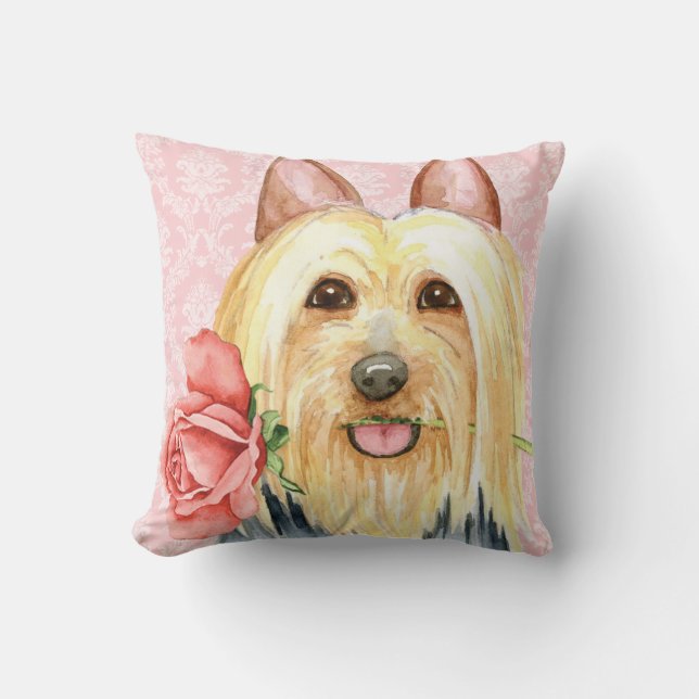 Cojín decorativo de Valentine Rosa Silky Terrier (Anverso)