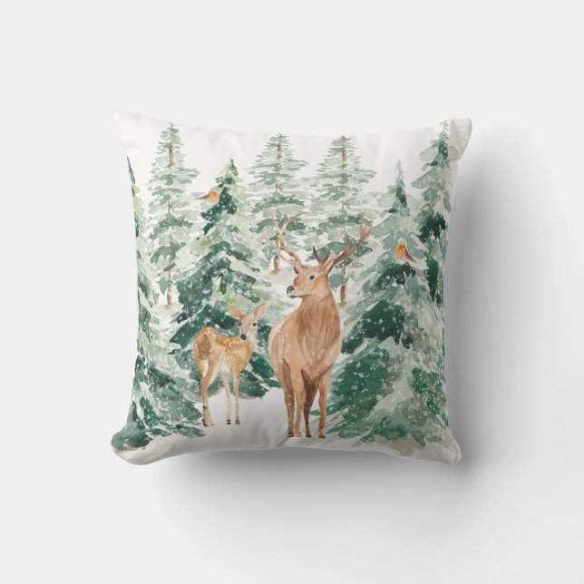 Cojín decorativo de venado de Woodland, un río de  (Anverso)