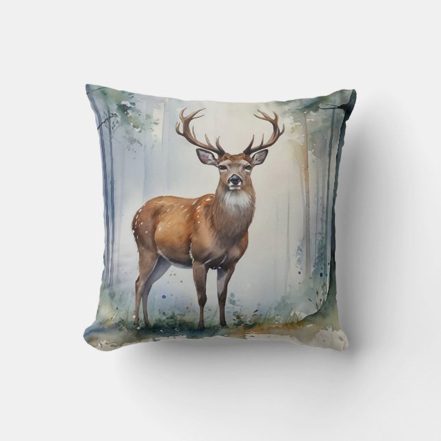 Cojín decorativo de venado forestal (Anverso)