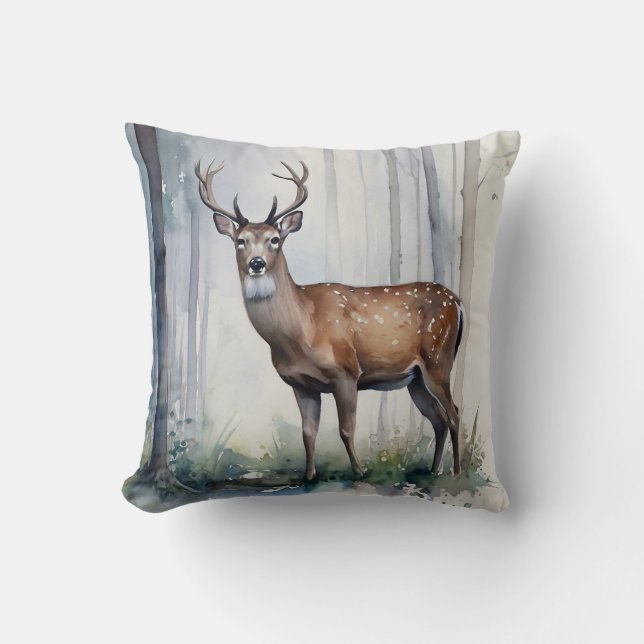 Cojín decorativo de venado forestal (Anverso)