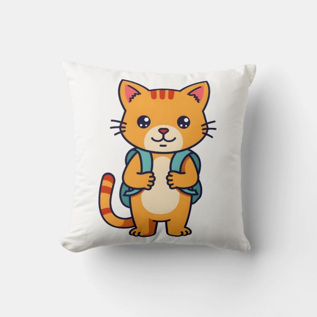 Cojín Decorativo De vuelta a la escuela Kitty - no10 (Anverso)