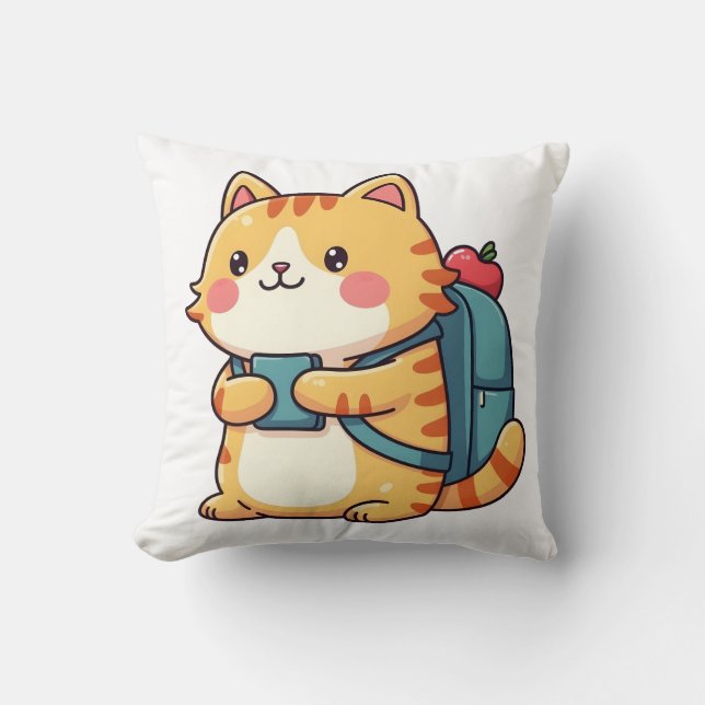 Cojín Decorativo De vuelta a la escuela Kitty - no4 (Anverso)