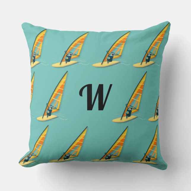 Cojín decorativo de windsurf monograma (Anverso)
