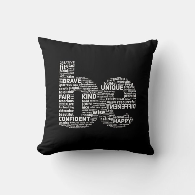 Cojín decorativo de Word Cloud motivacional (Anverso)