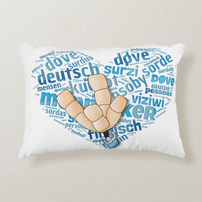 Cojín Decorativo Deaf-Hand - Liebe-Herz (Anverso)