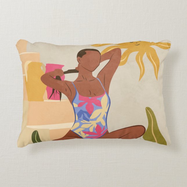 Cojín Decorativo Debajo del Sol Sonriente (Anverso)