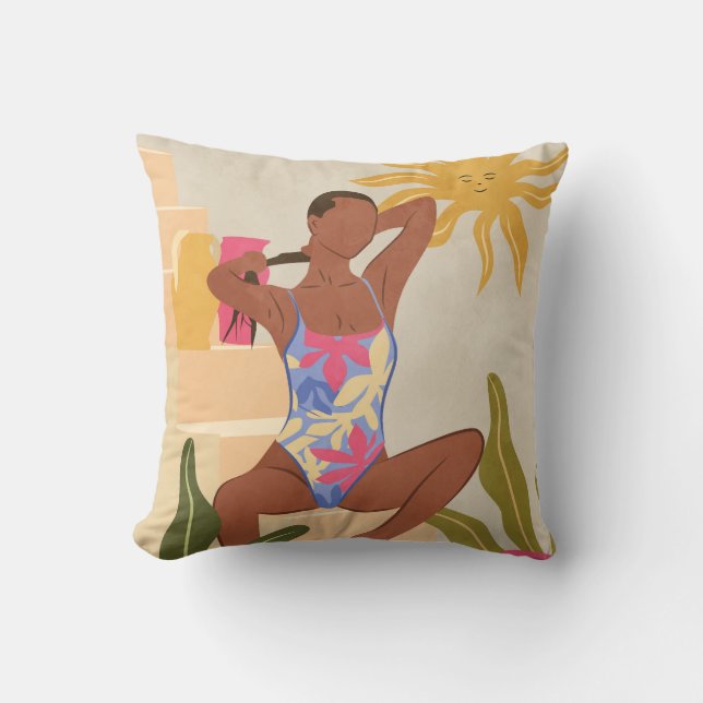 Cojín Decorativo Debajo del Sol Sonriente (Anverso)