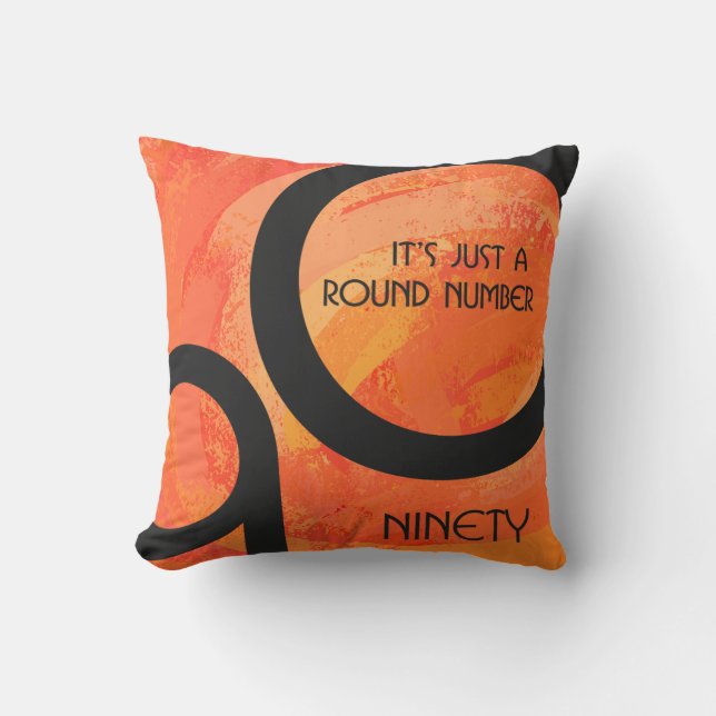 Cojín Decorativo Década naranja 90 cumpleaños (Anverso)