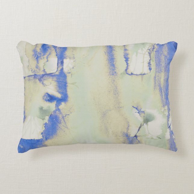 Cojín Decorativo Decadencia Acuática En Verde Pálido Y Azul (Anverso)