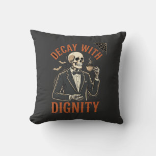 Cojín Decorativo Decaer Con Dignidad Vintage Esqueleto Café Hallowe