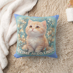 Cojín Decorativo Decime Algo Lindo Cute Cat Baby Bodysuit - Pastel