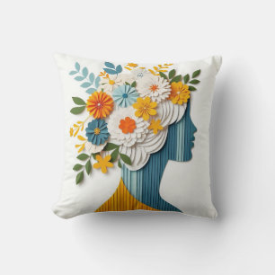 Cojín Decorativo Declaración de la moda floral en estilo papelero