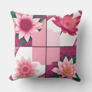 Cojín Decorativo Deco Botánico Geométrico Floral Rosa Suave Colorid