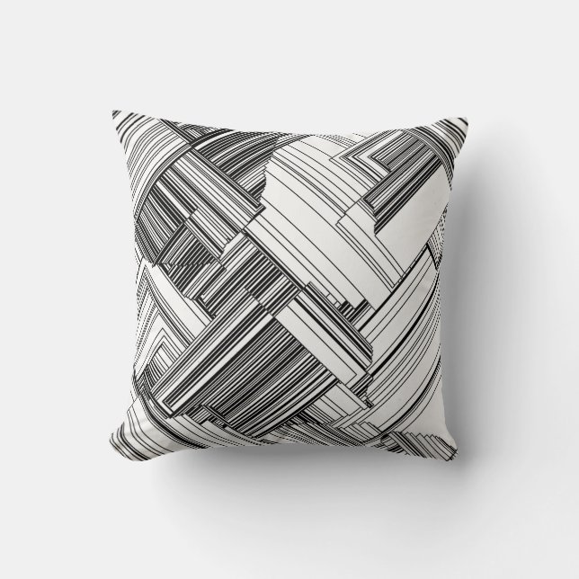 Cojín Decorativo Deco de arte blanco y negro (Anverso)