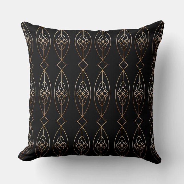 Cojín Decorativo Deco negro y oro (Anverso)
