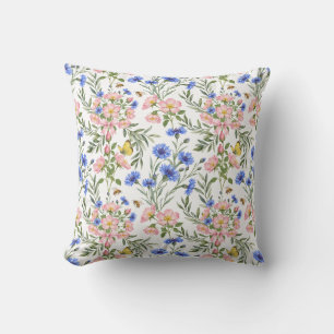 Cojín Decorativo Decor de cabaña inglesa caprichosa con flores silv