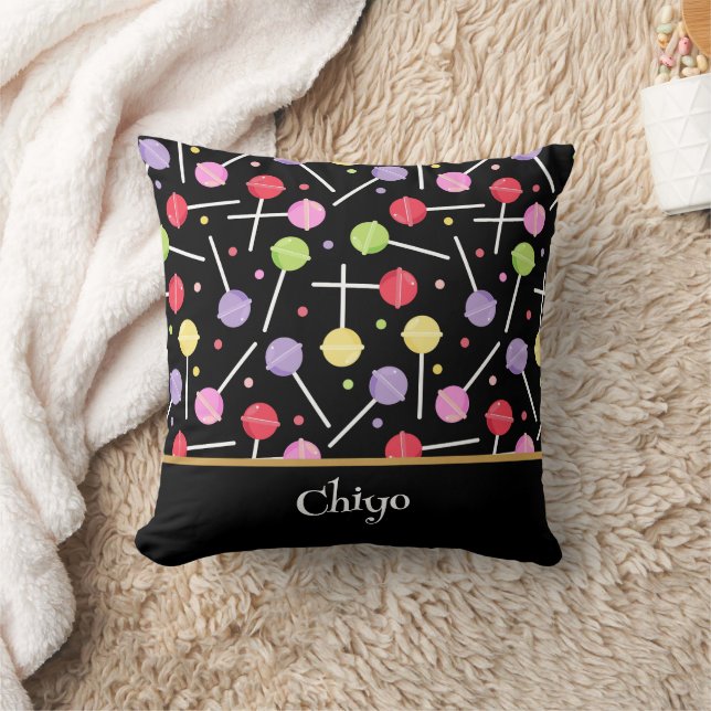 Cojín Decorativo Decora Candy Lollipop Patterned Black (Manta)