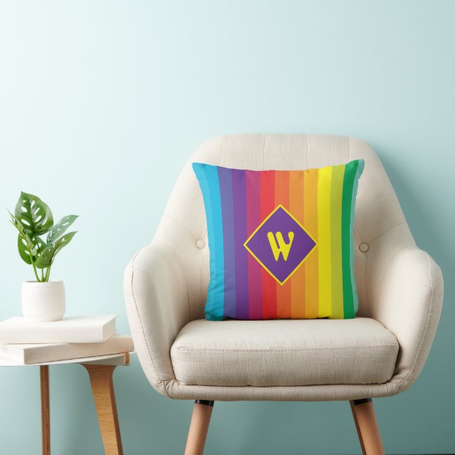Cojín Decorativo Decora Kei Bold Rainbow Striped Monogram (Silla)