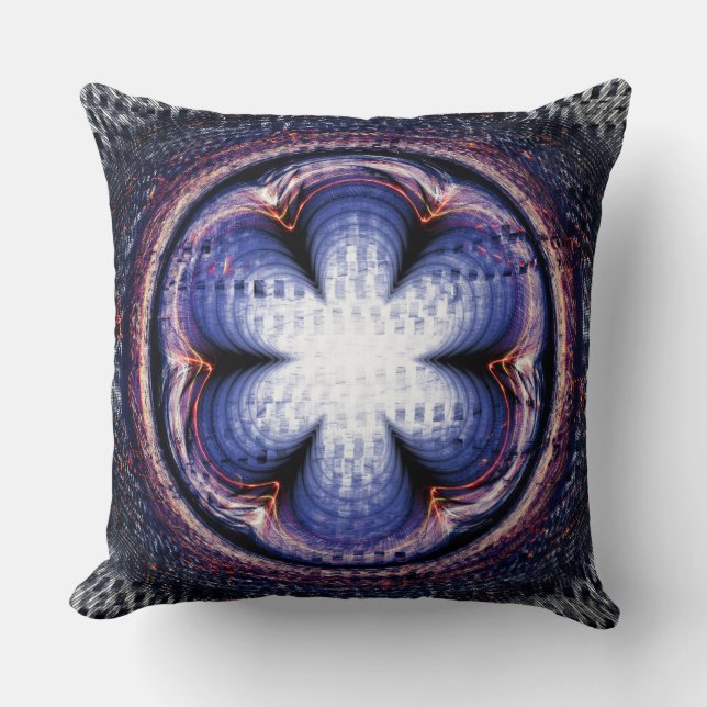 Cojín Decorativo decoración abstracta azul floreada (Anverso)
