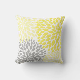 Cojín Decorativo Decoración amarilla gris dahlia