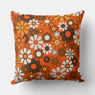 Cojín Decorativo Decoración Bohemia Floral Retro de los 70 Marrón N