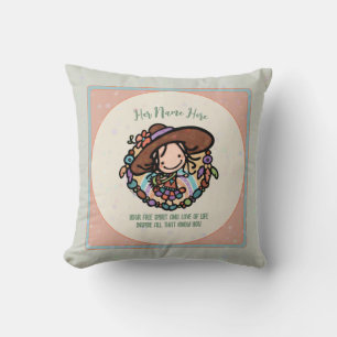 Cojín Decorativo Decoración Boho Niña Bonita Flor Hija Trippy Hippy