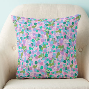 Cojín Decorativo Decoración caprichosa de ranas rosadas para la gua