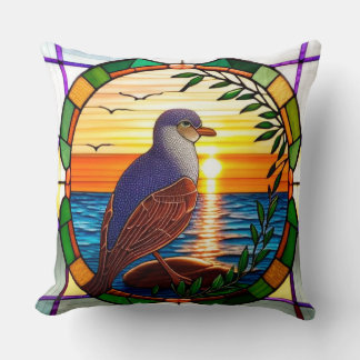 Cojín Decorativo 🐦 Decoración de Ave de Vidrio Pintado Puesta de S