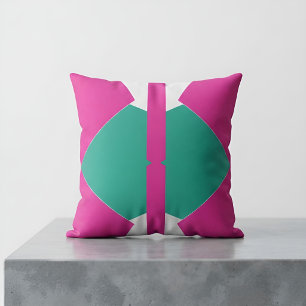 Cojín Decorativo Decoración de Bloque de Color Rosa Verde Memphis M