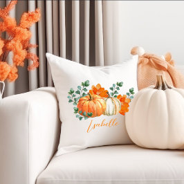 Cojín Decorativo Decoración de calabaza blanca y naranja